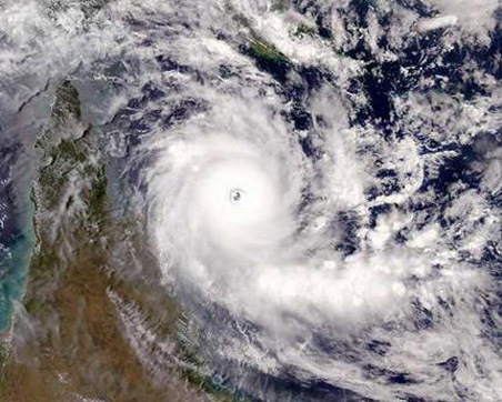 vista satellitare di un ciclone