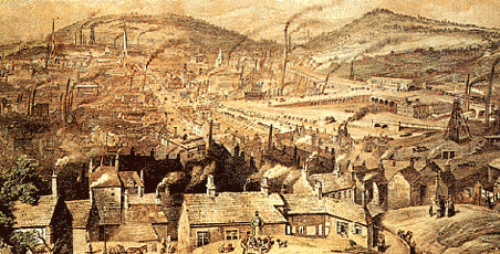 La città industriale di Sheffield in un dipinto di William Ibbit