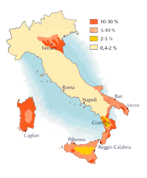 NATURA, Einaudi Scuola – diffusione della talassemia in Italia